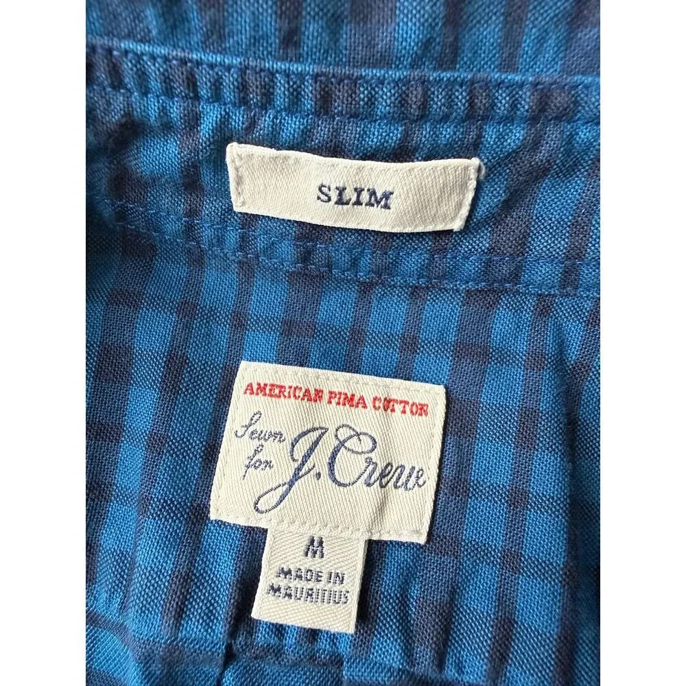 J.Crew Slim American Pima Cotton Blue Check Button Shirt Men's M
